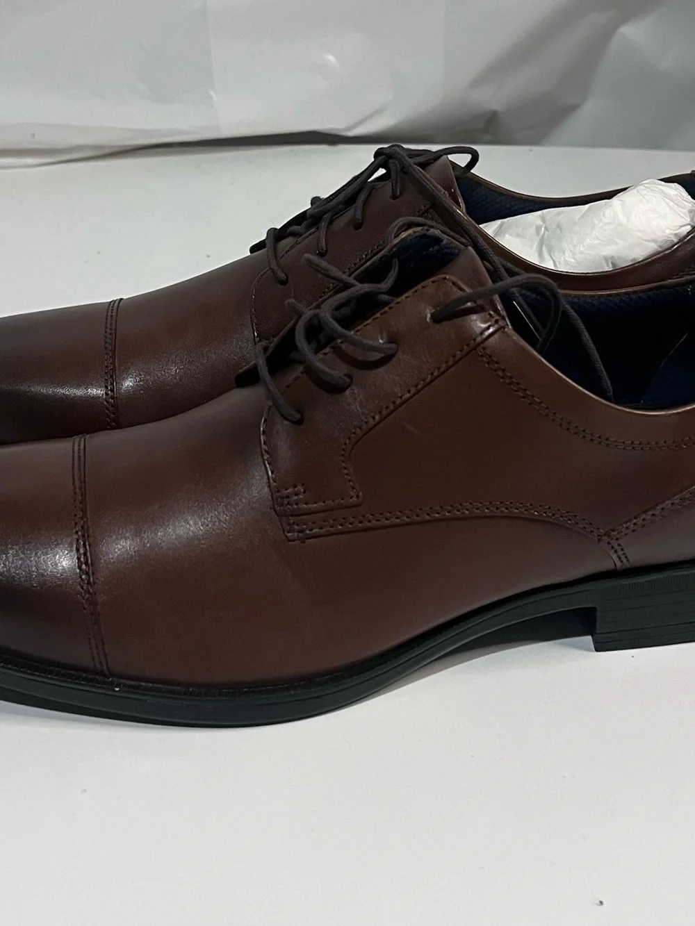 Johnston & Murphy Brown Leather Cap-Toe Derby Shoes